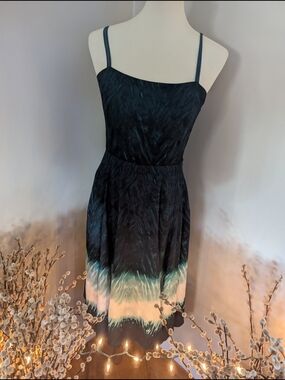 White House Black Market Teal Dip Dye Midi Sundress